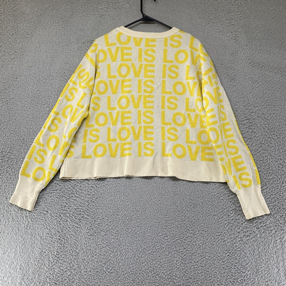 Spiritual Gangster Sweater Womens Large Yellow Love Is Love Graphic Cashmere - Picture 11 of 13